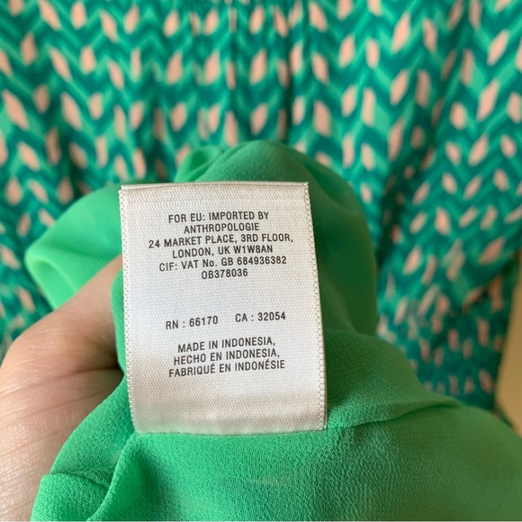 Anthropologie Maeve green and tan geometric midi dress - Picture 7 of 7